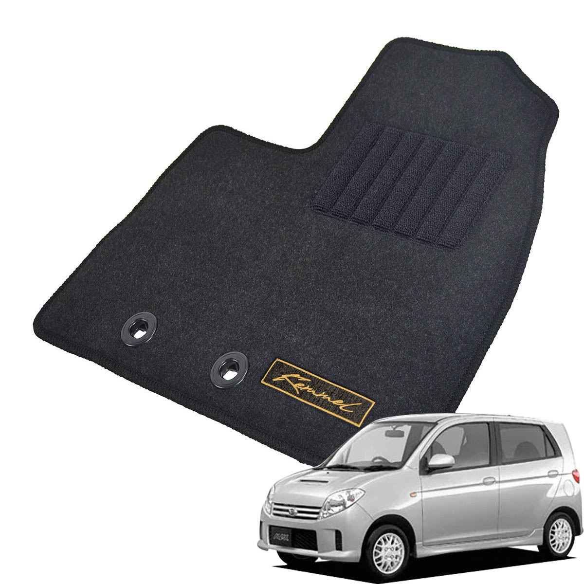 Kemmel ダイハツ MAX H13/10～H17/12用 フロアマット [GX生地/ブラック] [全席セット] [刺繍ロゴ付] カーマット