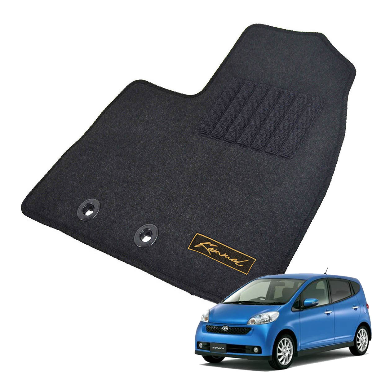 Kemmel ダイハツ ソニカ Ｌ415S H18/6～H21/5 4WD 用フロアマット [全席セット/ロゴ付] [GX/ブラック]