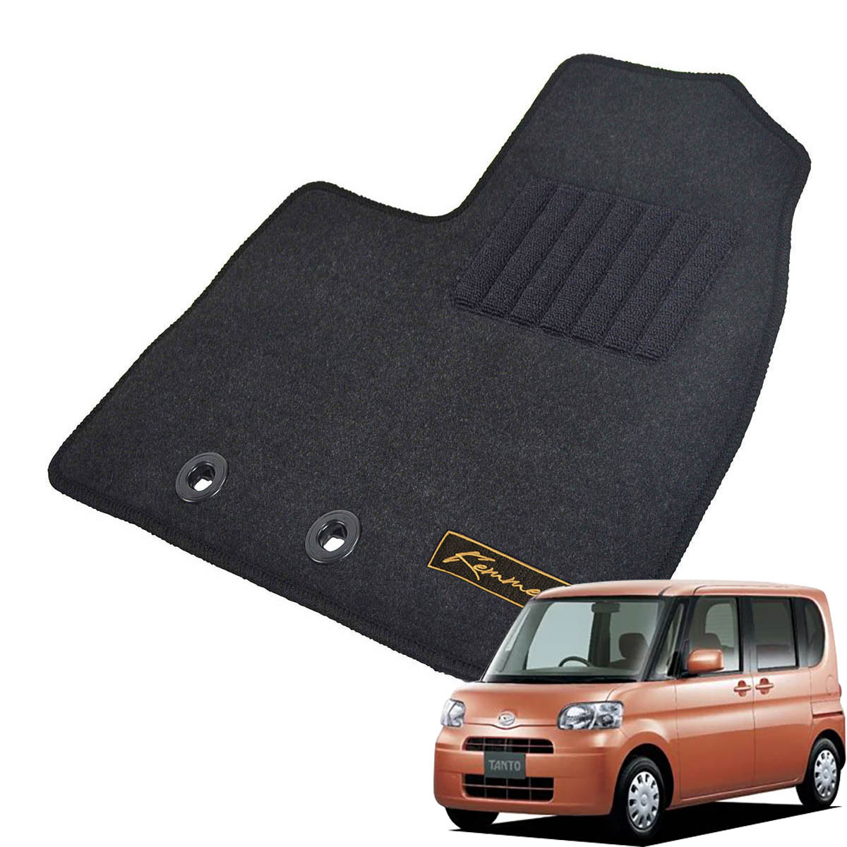 Kemmel ダイハツ タント L375S H19/12～H22/9 2WD リアヒーター無 用フロアマット [全席セット/ロゴ付] [GX/ブラック]