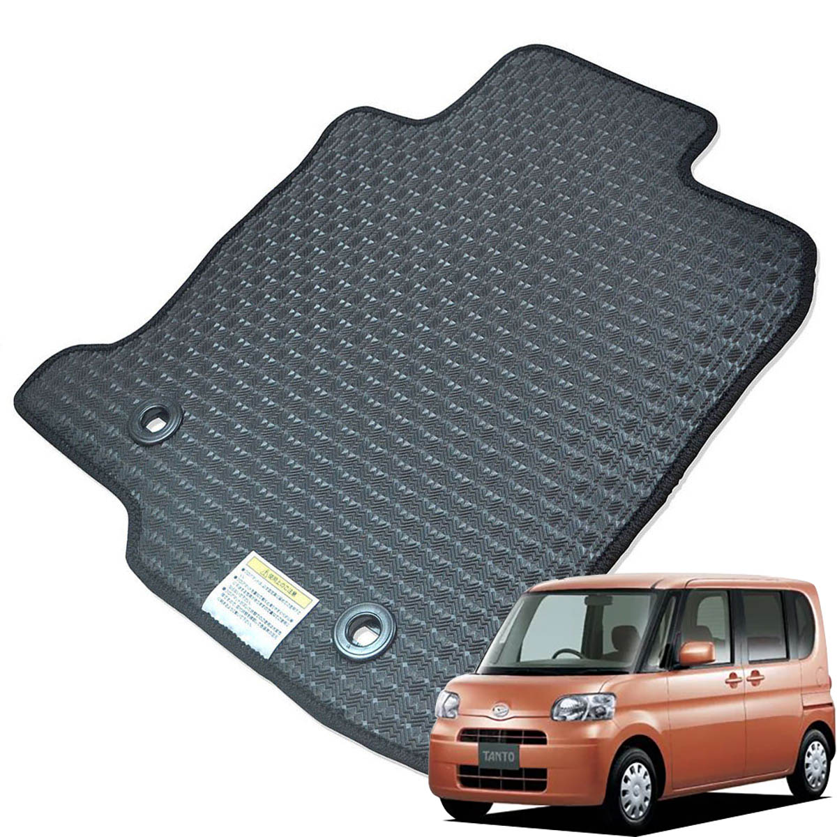 Kemmel ダイハツ タント L385S H19/12～H22/9 4WD 用ラバーマット [全席セット] [エッジカラー/ブラック] ゴムマット 防水タイプ 選べるエッジカラー14色 