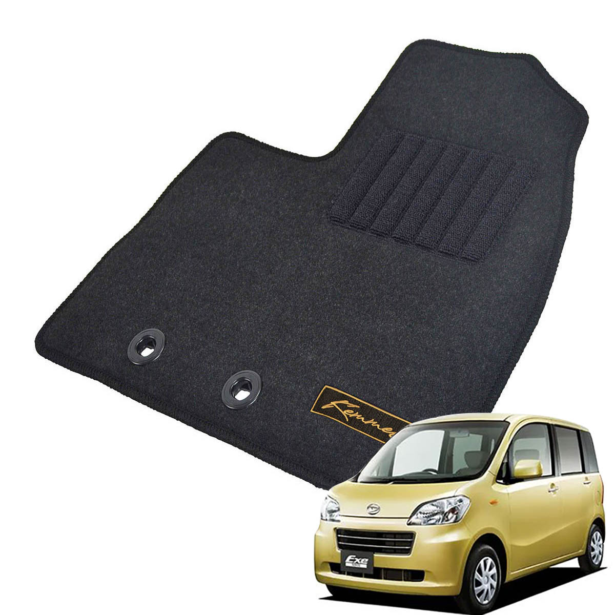 Kemmel ダイハツ タントエグゼ L455S H21/12～H26/10 2WD リアヒーター無 用フロアマット [全席セット/ロゴ付] [GX/ブラック]