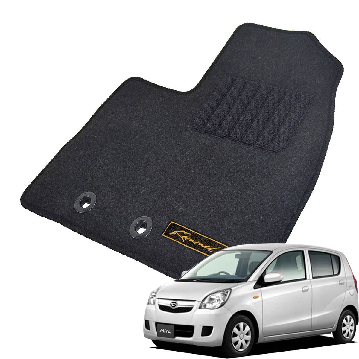 Kemmel ダイハツ ミラ L275S H18/12～H23/6 2WD AT車 リアヒーター有 用フロアマット [全席セット/ロゴ付] [GX/ブラック]