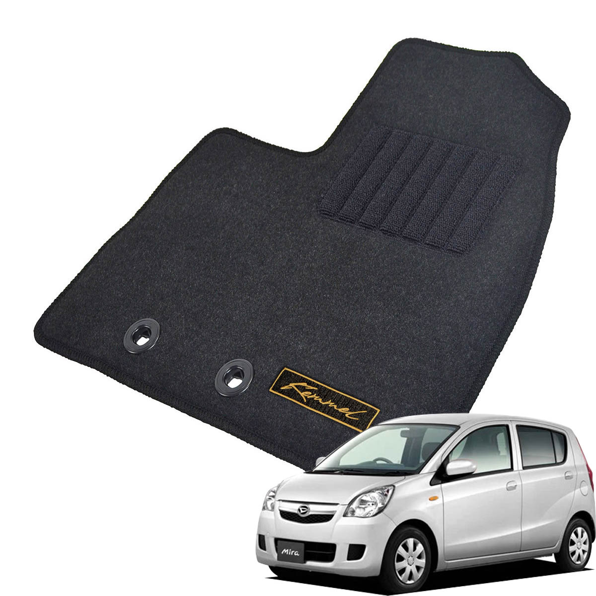 Kemmel ダイハツ ミラ L285S H18/12～H23/6 4WD AT車 用フロアマット [全席セット/ロゴ付] [GX/ブラック]