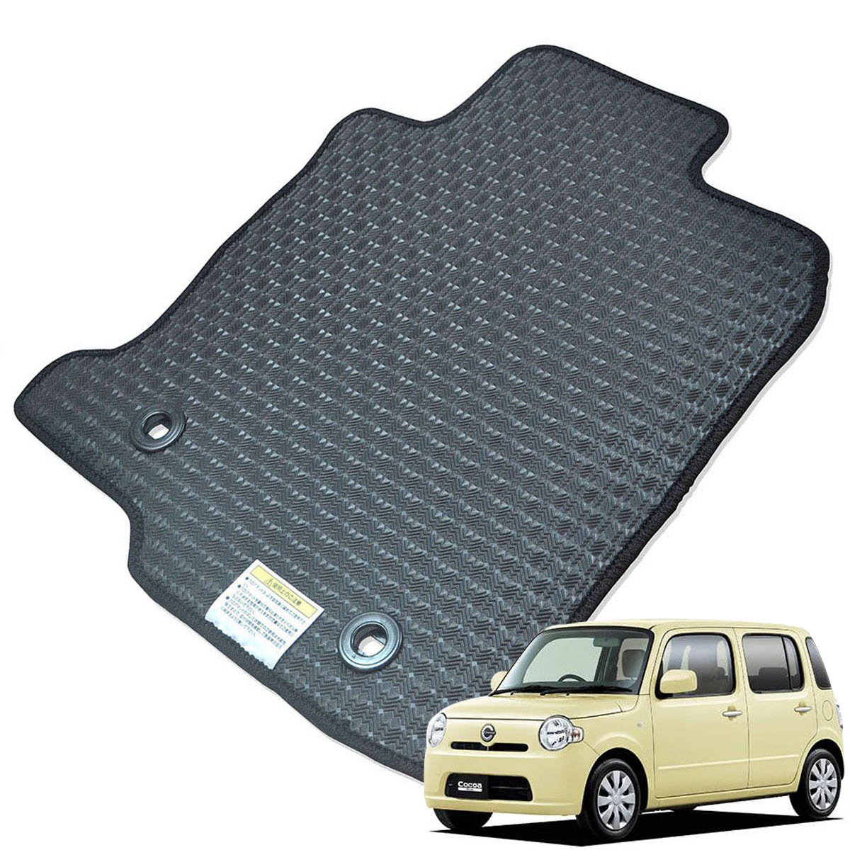Kemmel ダイハツ ミラココア H21/9～H23/6用 フロアマット [エッジカラー/ブラック] [全席セット] [刺繍ロゴ付] カーマット