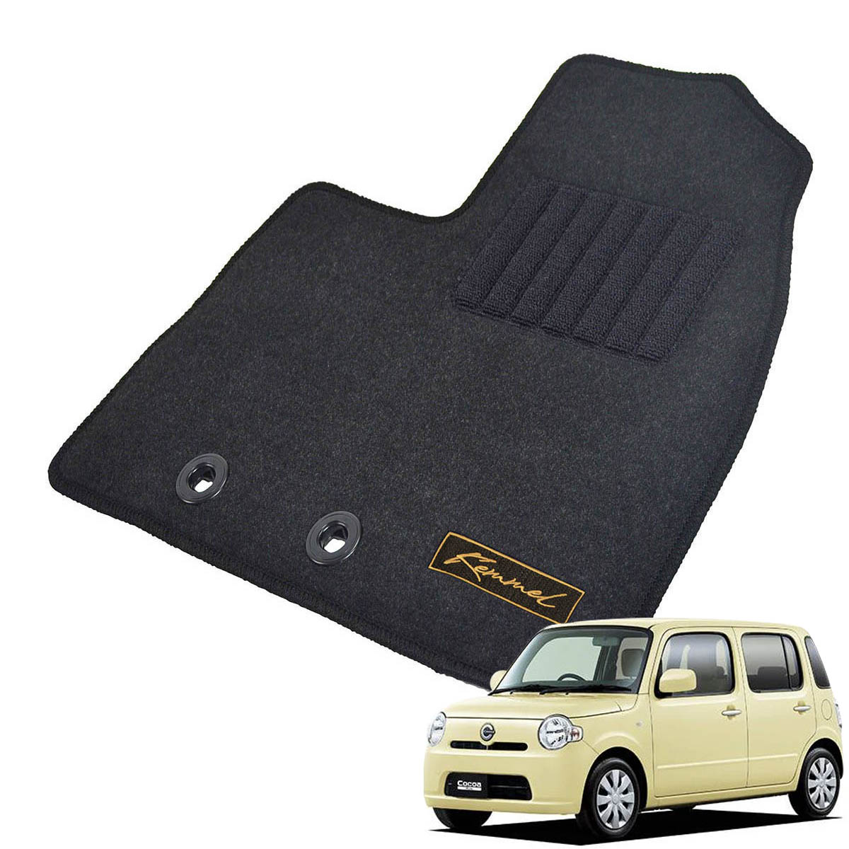Kemmel ダイハツ ミラココア L685S H23/7～H30/3 4WD 用フロアマット [全席セット/ロゴ付] [GX/ブラック]