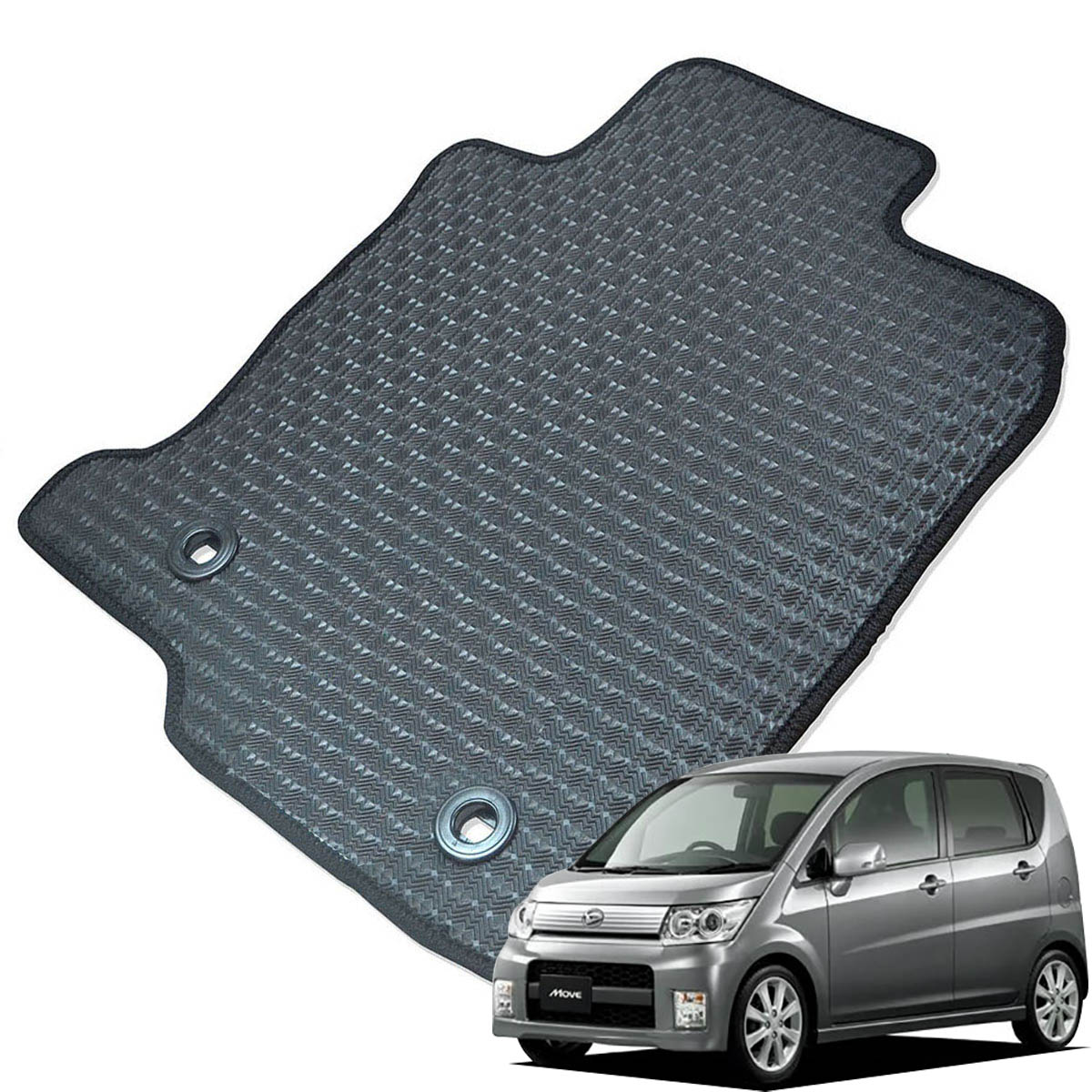 Kemmel ダイハツ ムーヴ L175S H18/10～H22/12 2WD AT車(オートマ) カスタムX除く リアヒーター無 用ラバーマット [全席セット] [エッジカラー/ブラック] ゴムマット 防水タイプ 選べるエッジカラー14色 