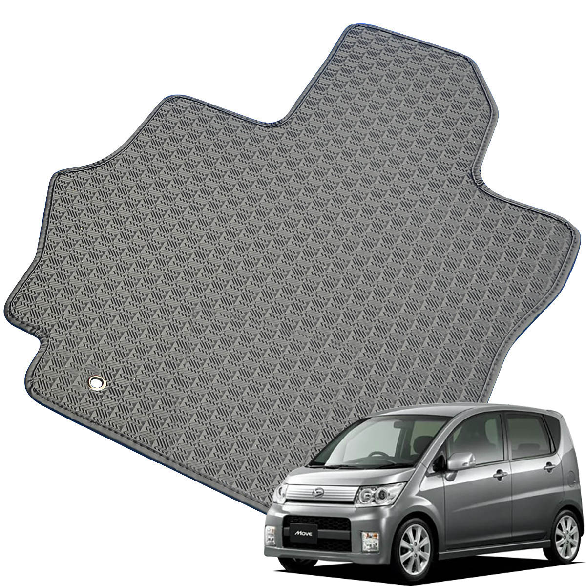 Kemmel ダイハツ ムーヴ H18/10～H22/12用 フロアマット [縁の加工/テープ仕様] [全席セット] [刺繍ロゴ付] カーマット