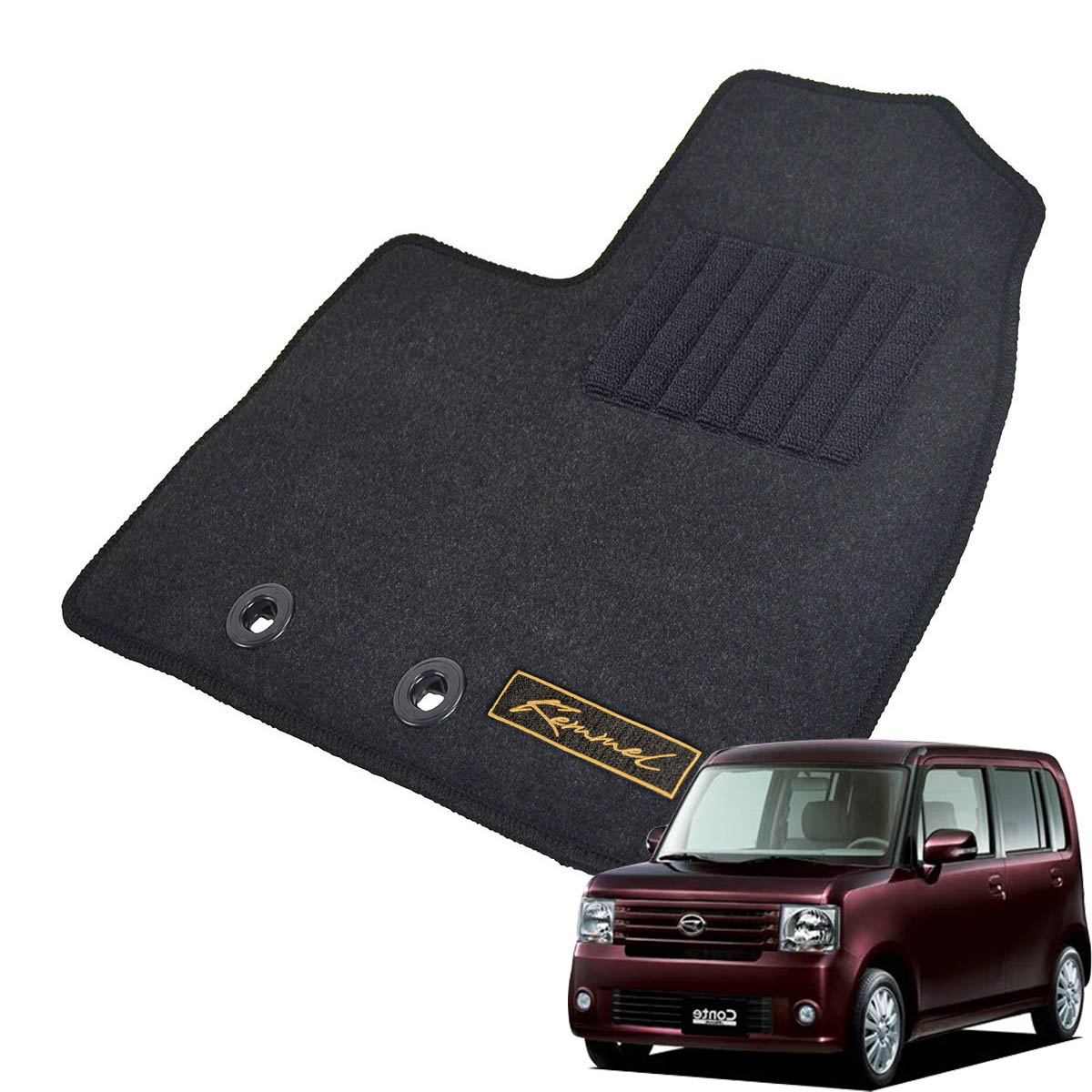 Kemmel ダイハツ ムーヴコンテ H20/8～H23/6用 フロアマット [GX生地/ブラック] [全席セット] [刺繍ロゴ付] カーマット