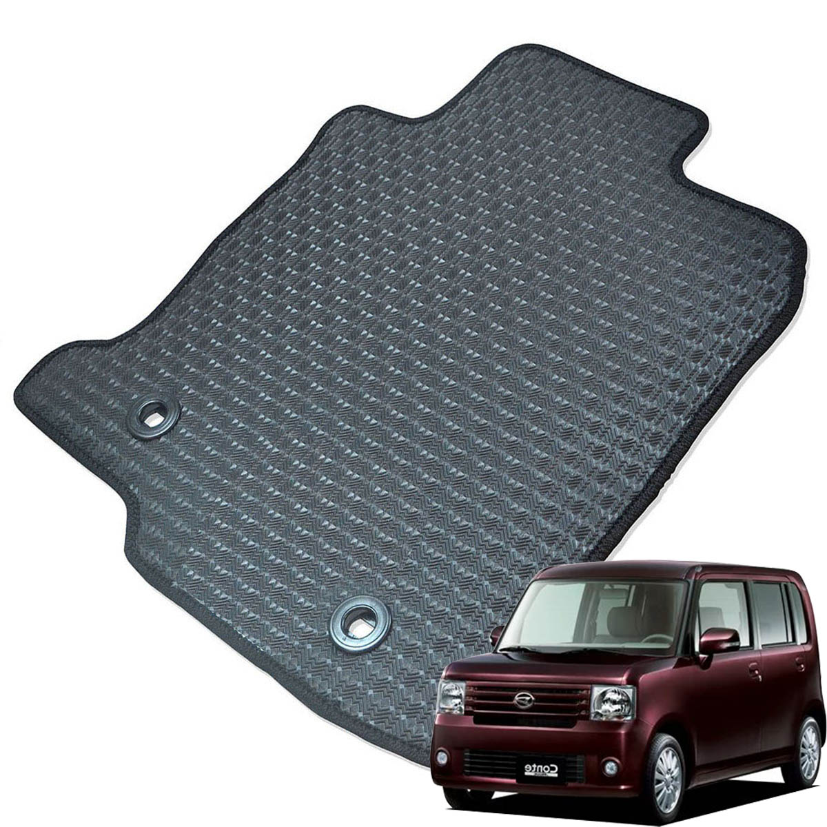 Kemmel ダイハツ ムーヴコンテ H20/8～H23/6用 フロアマット [エッジカラー/ブラック] [全席セット] [刺繍ロゴ付] カーマット