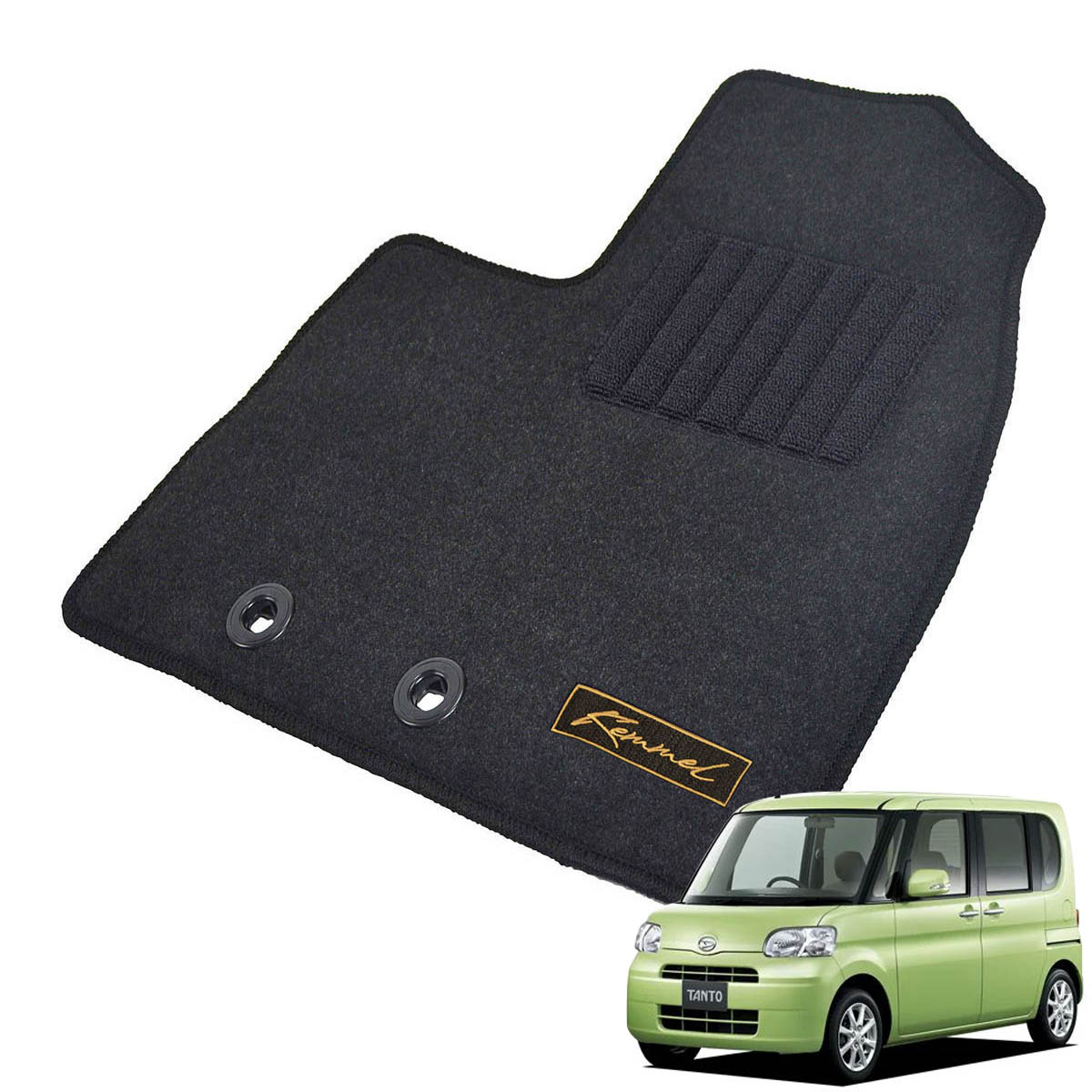 Kemmel ダイハツ タント L375S H22/9～H25/10 2WD リアヒーター有 用フロアマット [全席セット/ロゴ付] [GX/ブラック]