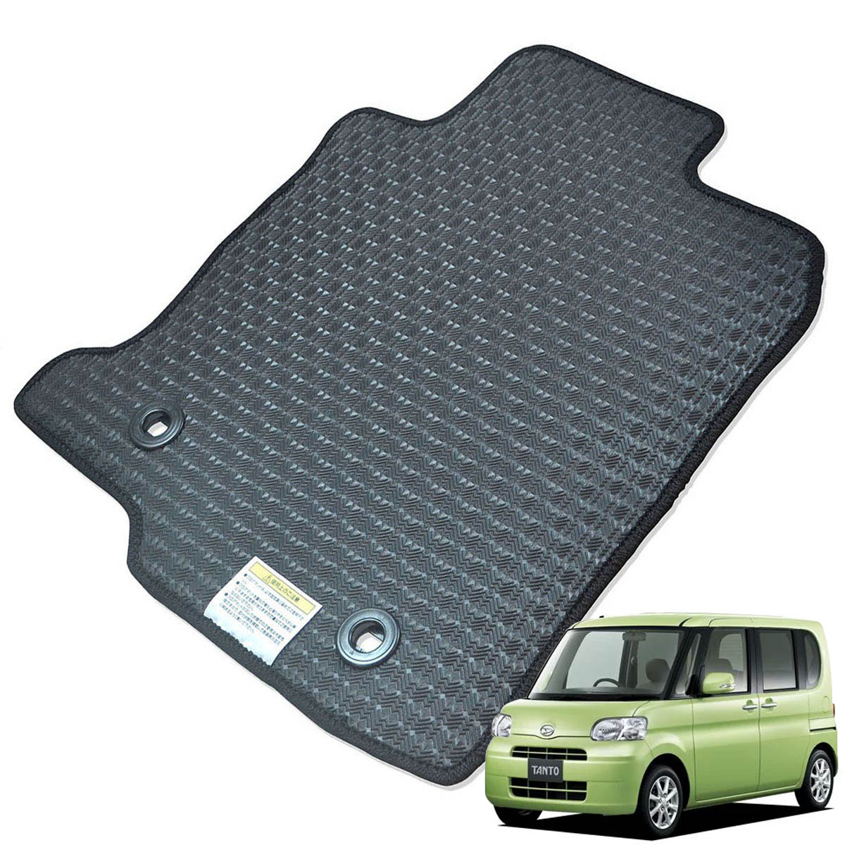 Kemmel ダイハツ タント H22/9～H25/10用 フロアマット [エッジカラー/ブラック] [全席セット] [刺繍ロゴ付] カーマット