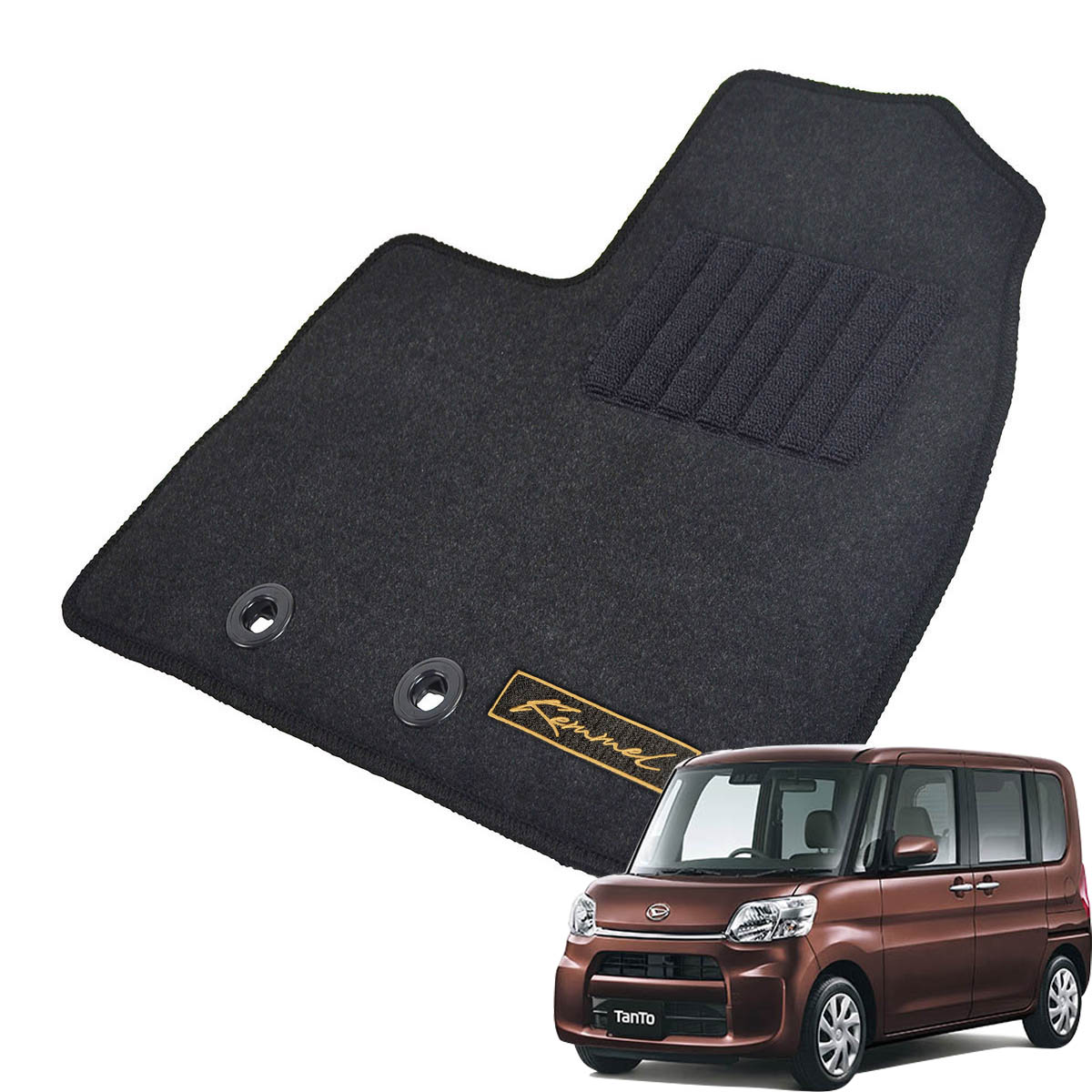 Kemmel ダイハツ タント LA600系 前期 H25/10～R1/7 4WD 用フロアマット [全席セット/ロゴ付] [GX/ブラック]