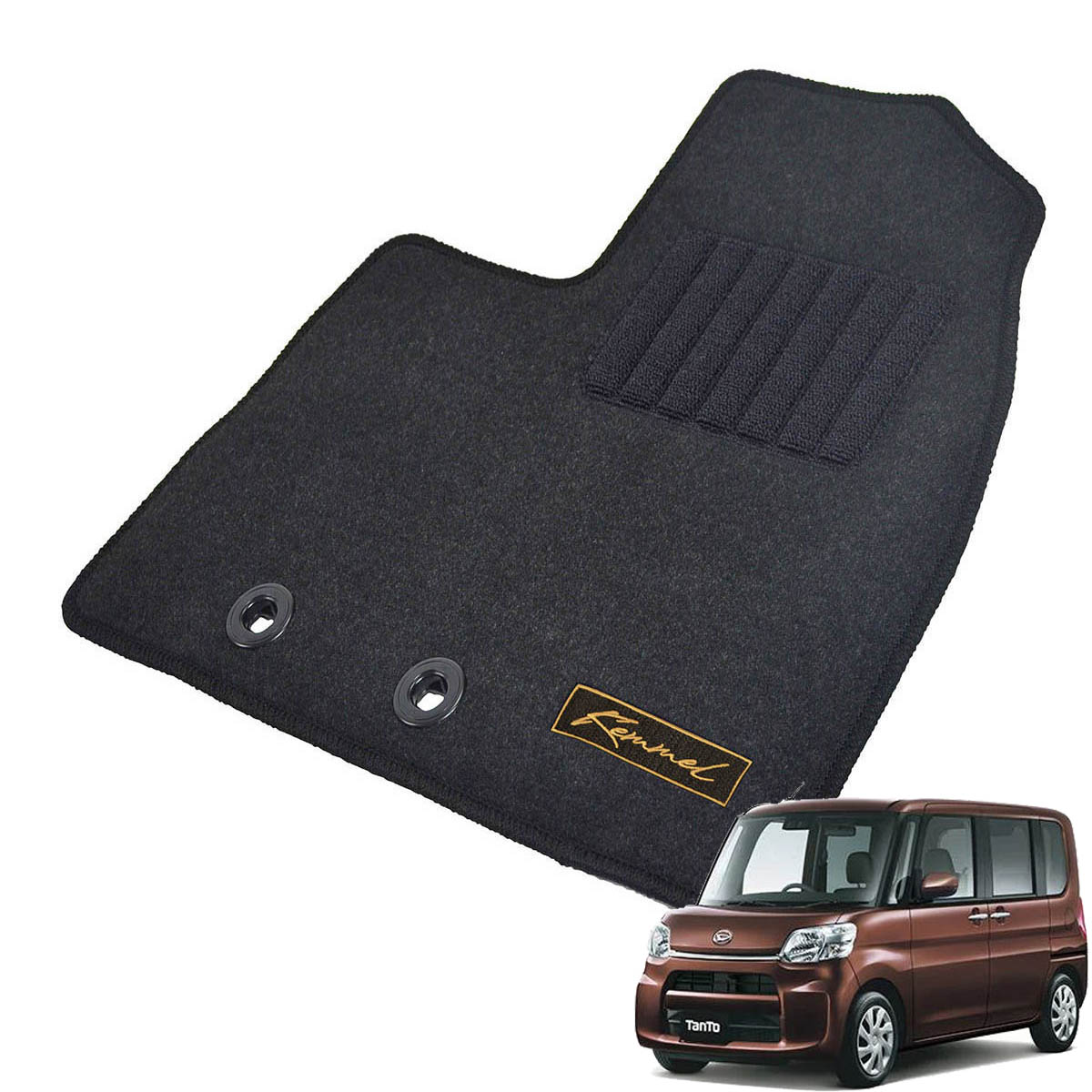 Kemmel ダイハツ タント H25/10～R1/7用 フロアマット [GX生地/ブラック] [全席セット] [刺繍ロゴ付] カーマット