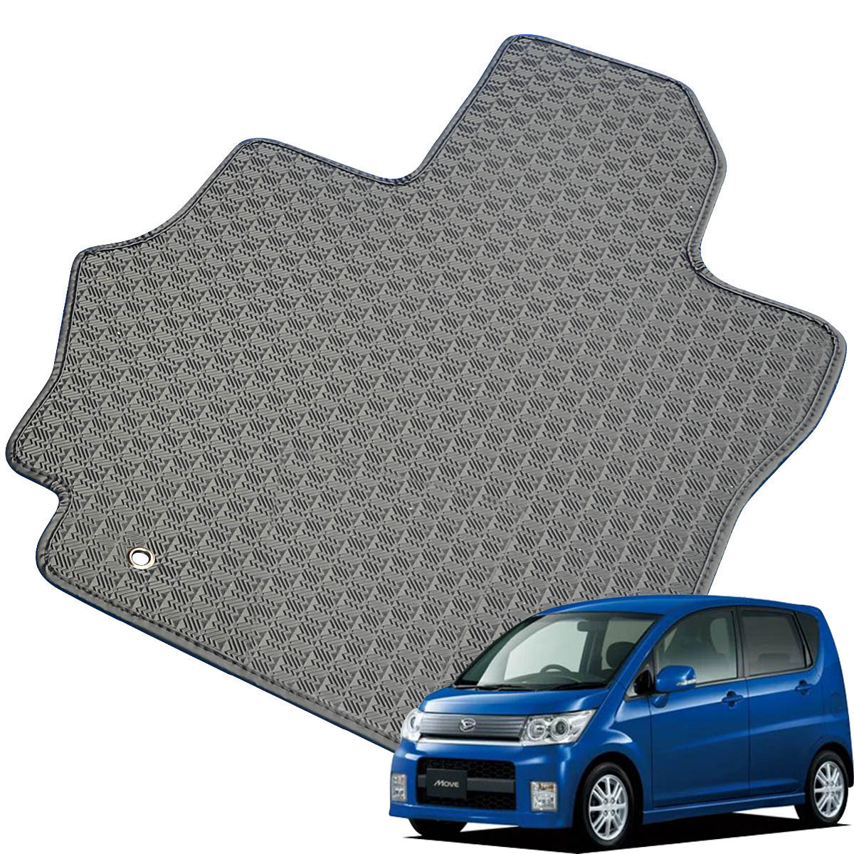 Kemmel ダイハツ ムーヴ H18/10～H22/12用 フロアマット [縁の加工/テープ仕様] [全席セット] [刺繍ロゴ付] カーマット