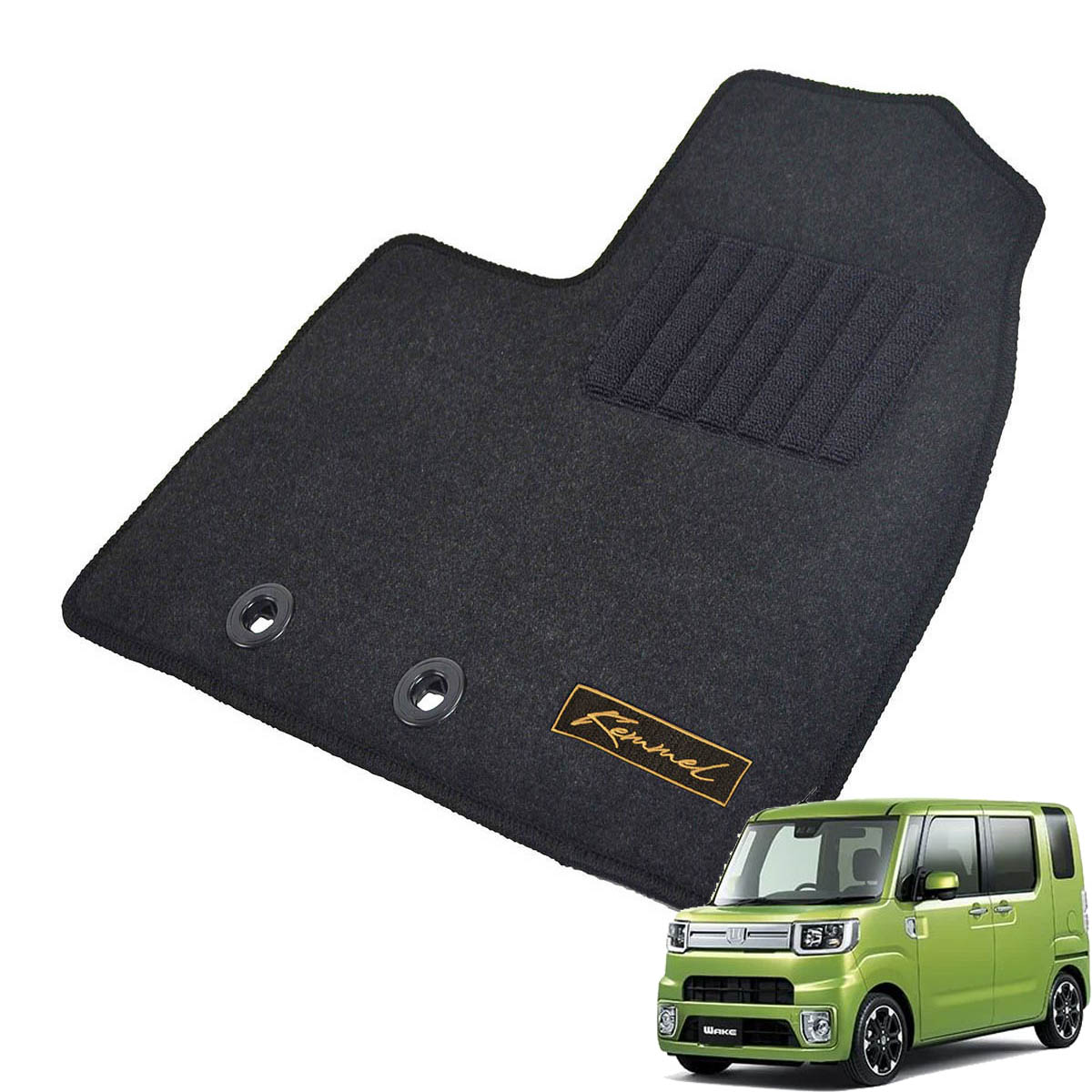 Kemmel ダイハツ ウェイク H26/11～R4/8用 フロアマット [GX生地/ブラック] [全席セット] [刺繍ロゴ付] カーマット