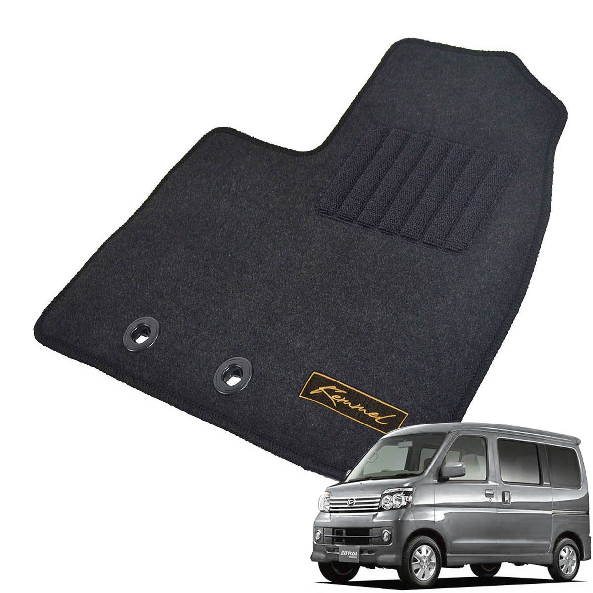 Kemmel ダイハツ アトレーワゴン H23/12～H29/11用 フロアマット [GX生地/ブラック] [全席セット] [刺繍ロゴ付] カーマット