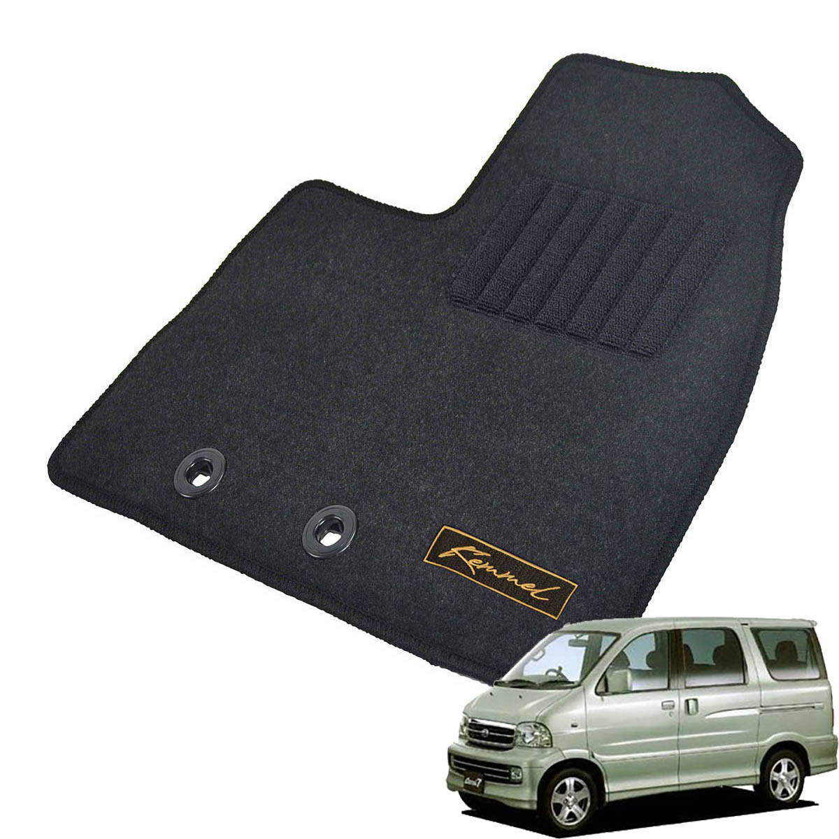 Kemmel ダイハツ アトレー7 H12/7～H16/12用 フロアマット [GX生地/ブラック] [全席セット] [刺繍ロゴ付] カーマット