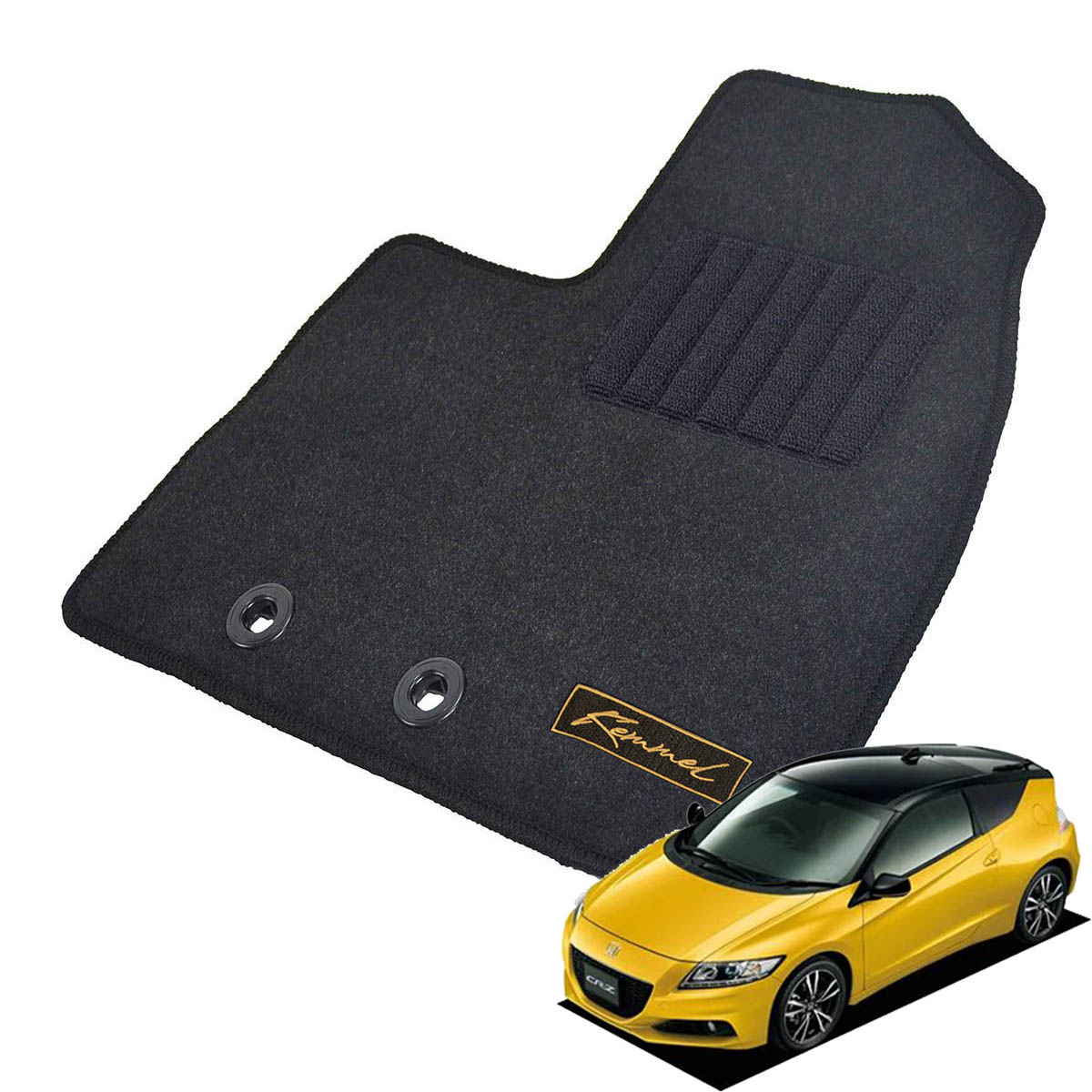 Kemmel ホンダ CR-Z H22/2～H29/1用 フロアマット [GX生地/ブラック] [全席セット] [刺繍ロゴ付] カーマット