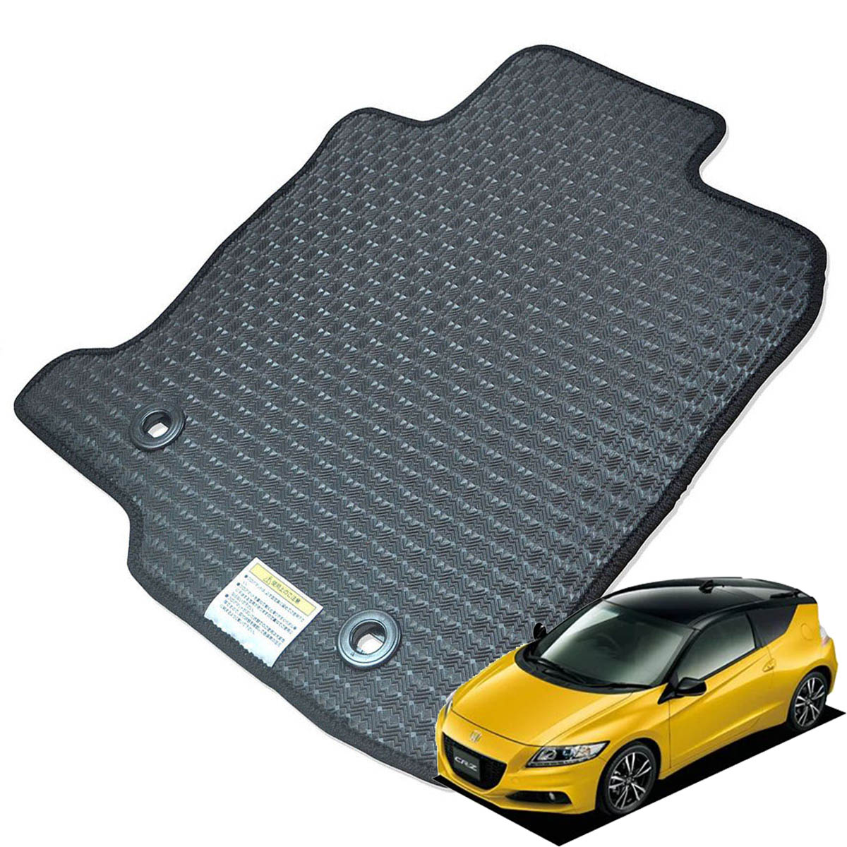 Kemmel ホンダ CR-Z ZF系 H22/2～H29/1 4人乗車 用ラバーマット [全席セット] [エッジカラー/ブラック] ゴムマット 防水タイプ 選べるエッジカラー14色 