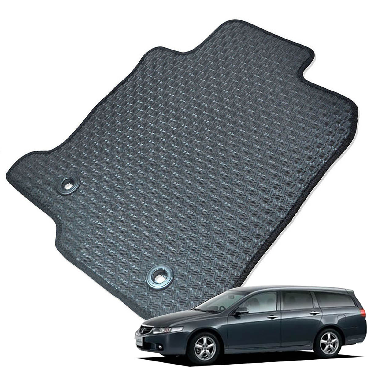 Kemmel ホンダ アコードツアラー CM系 H14/11～H20/12 用ラバーマット [全席セット] [エッジカラー/ブラック] ゴムマット 防水タイプ 選べるエッジカラー14色 