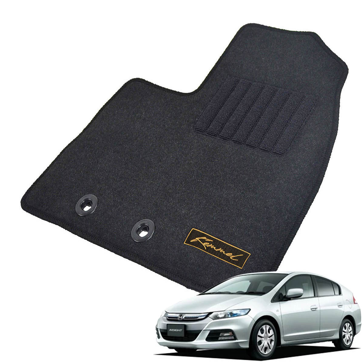Kemmel ホンダ インサイト H21/2～H26/3用 フロアマット [GX生地/ブラック] [全席セット] [刺繍ロゴ付] カーマット