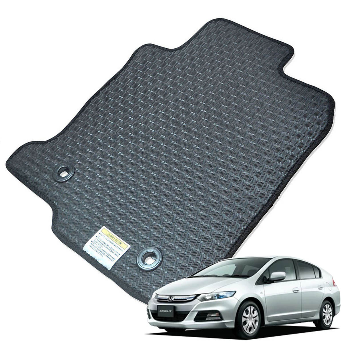 Kemmel ホンダ インサイト ZE2 H21/2～H26/3 2WD 用ラバーマット [全席セット] [エッジカラー/ブラック] ゴムマット 防水タイプ 選べるエッジカラー14色 