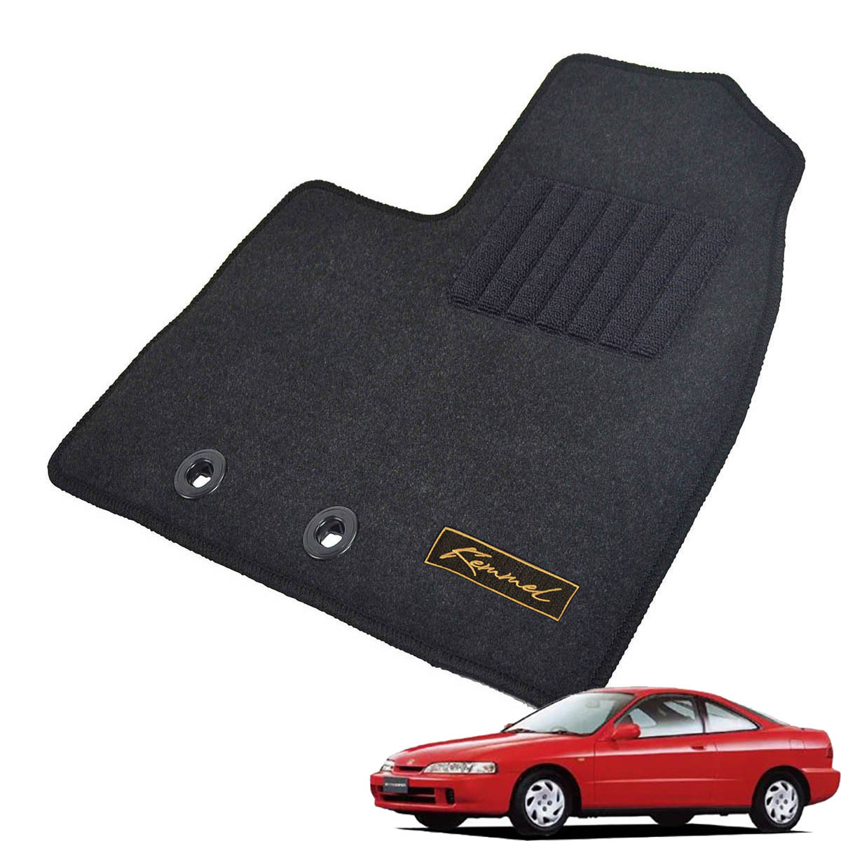 Kemmel ホンダ インテグラ H5/5～H13/7用 フロアマット [GX生地/ブラック] [全席セット] [刺繍ロゴ付] カーマット