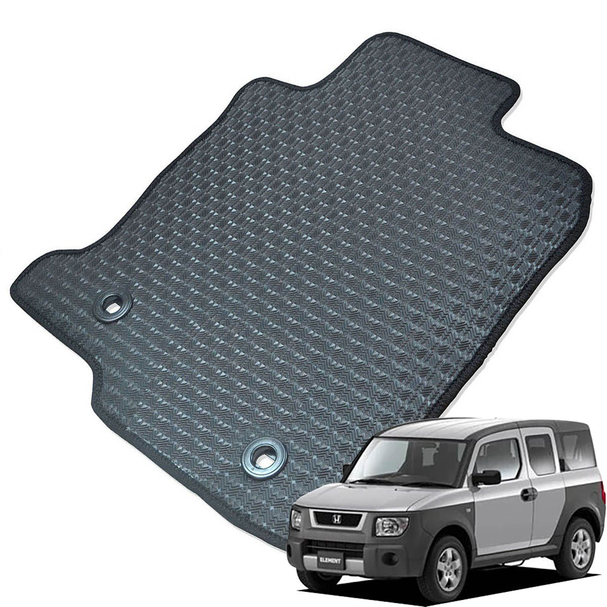 Kemmel ホンダ エレメント YH2 H15/4～H17/7 4WD 用ラバーマット [全席セット] [エッジカラー/ブラック] ゴムマット 防水タイプ 選べるエッジカラー14色 