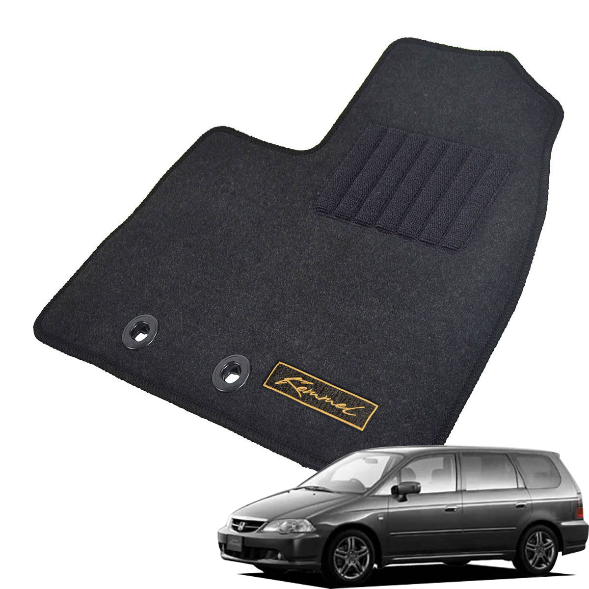Kemmel ホンダ オデッセイ H11/11～H15/10用 フロアマット [GX生地/ブラック] [全席セット] [刺繍ロゴ付] カーマット
