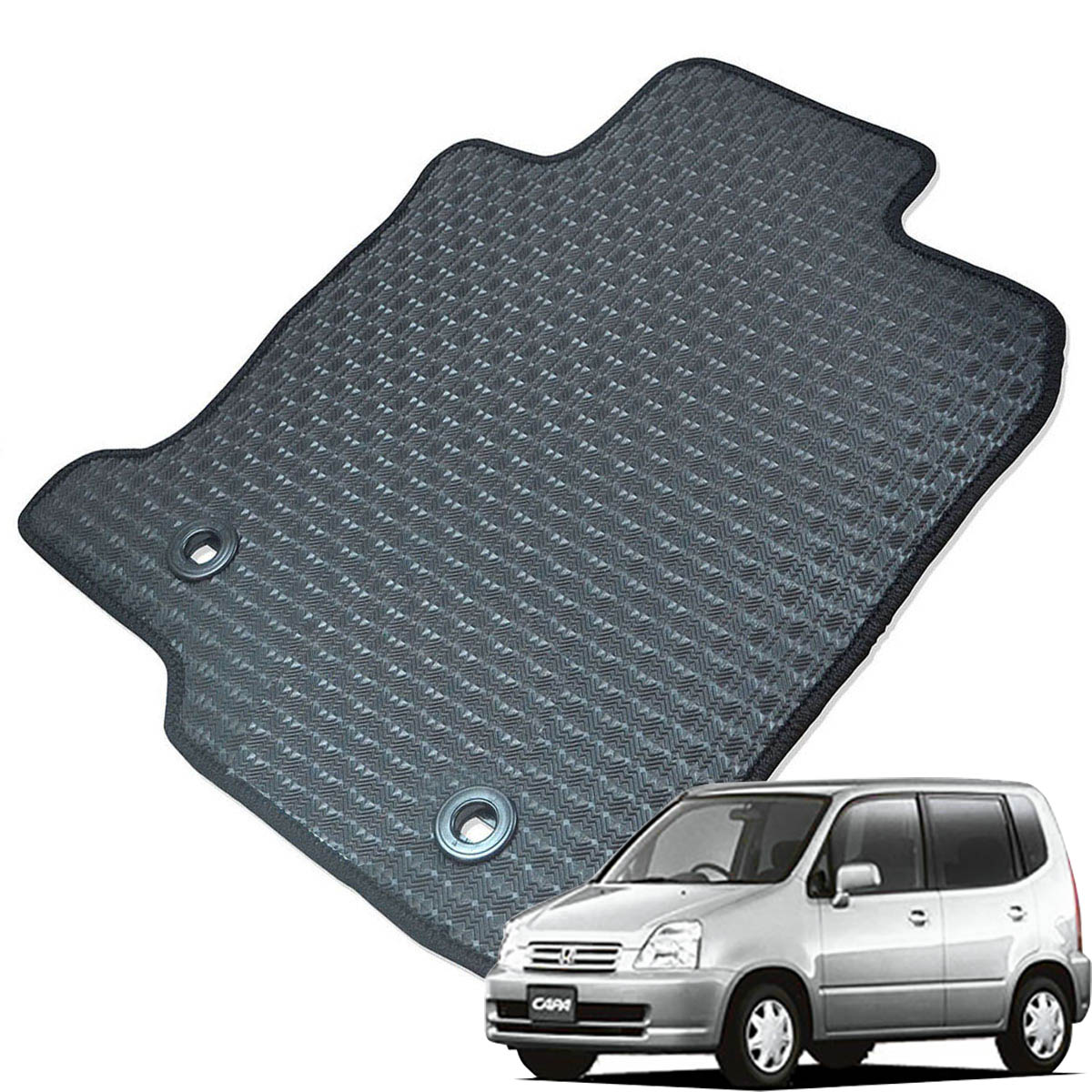 Kemmel ホンダ キャパ GA4 H10/4～H14/1 2WD 用ラバーマット [全席セット] [エッジカラー/ブラック] ゴムマット 防水タイプ 選べるエッジカラー14色 