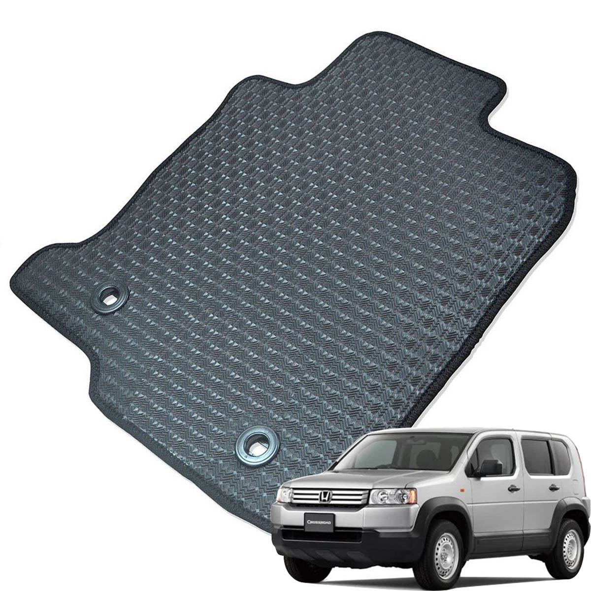 Kemmel ホンダ クロスロード H19/2～H22/8用 フロアマット [エッジカラー/ブラック] [全席セット] [刺繍ロゴ付] カーマット