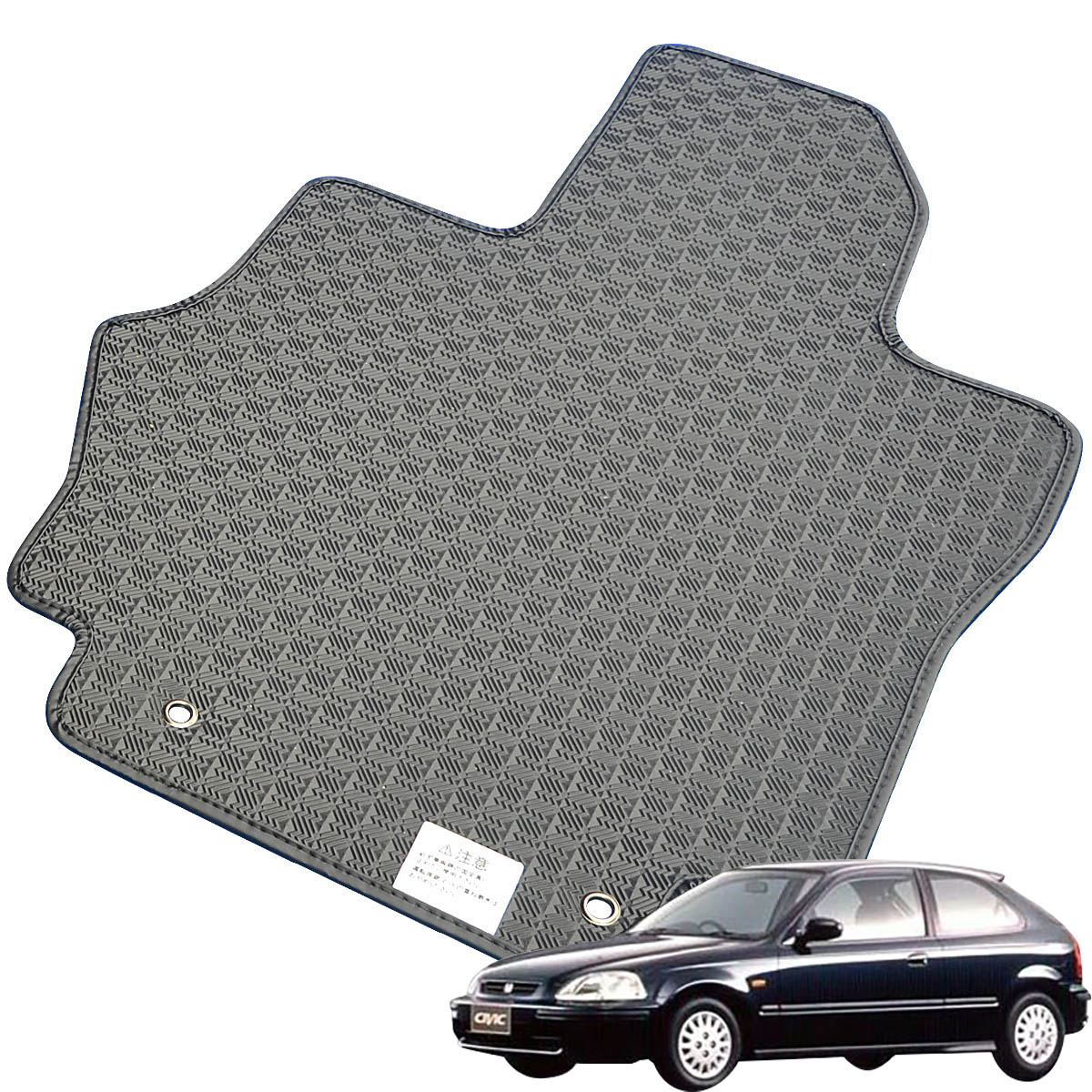 Kemmel ホンダ シビック H7/9～H12/9用 フロアマット [縁の加工/テープ仕様] [全席セット] [刺繍ロゴ付] カーマット