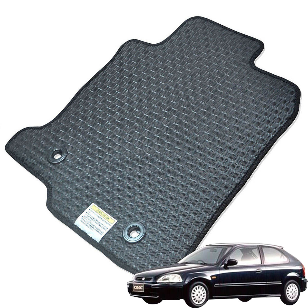 Kemmel ホンダ シビック EK系 H7/9～H12/9 2WD 3ドア タイプR可 用ラバーマット [全席セット] [エッジカラー/ブラック] ゴムマット 防水タイプ 選べるエッジカラー14色 