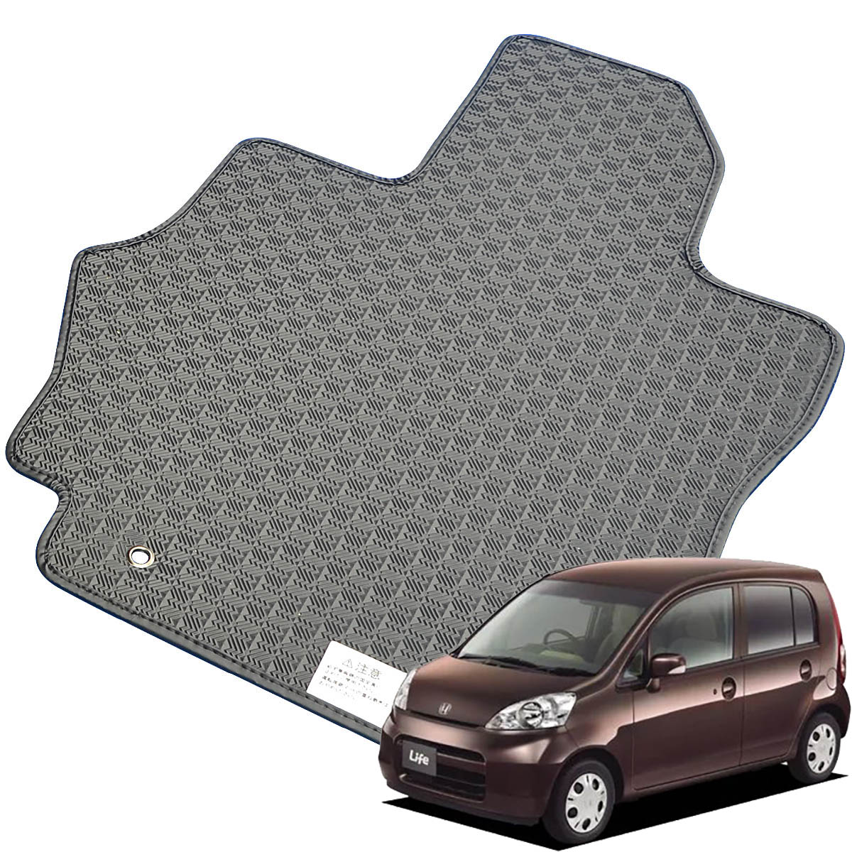Kemmel ホンダ ライフ H15/9～H20/10用 フロアマット [縁の加工/テープ仕様] [全席セット] [刺繍ロゴ付] カーマット