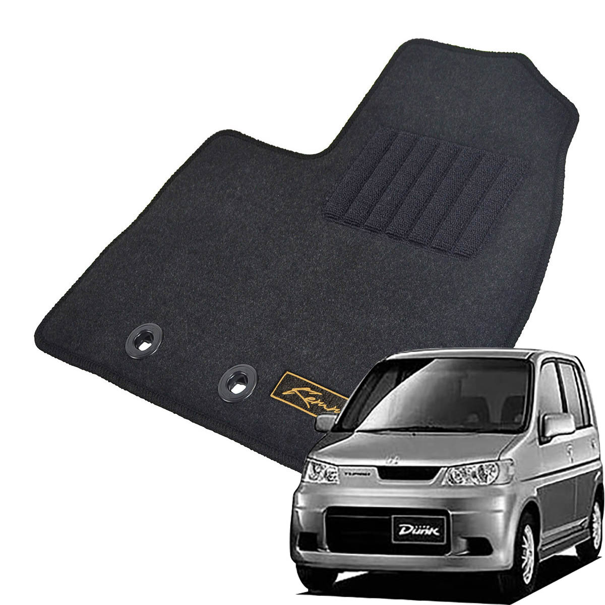 Kemmel ホンダ ライフダンク H12/12～H15/9用 フロアマット [GX生地/ブラック] [全席セット] [刺繍ロゴ付] カーマット