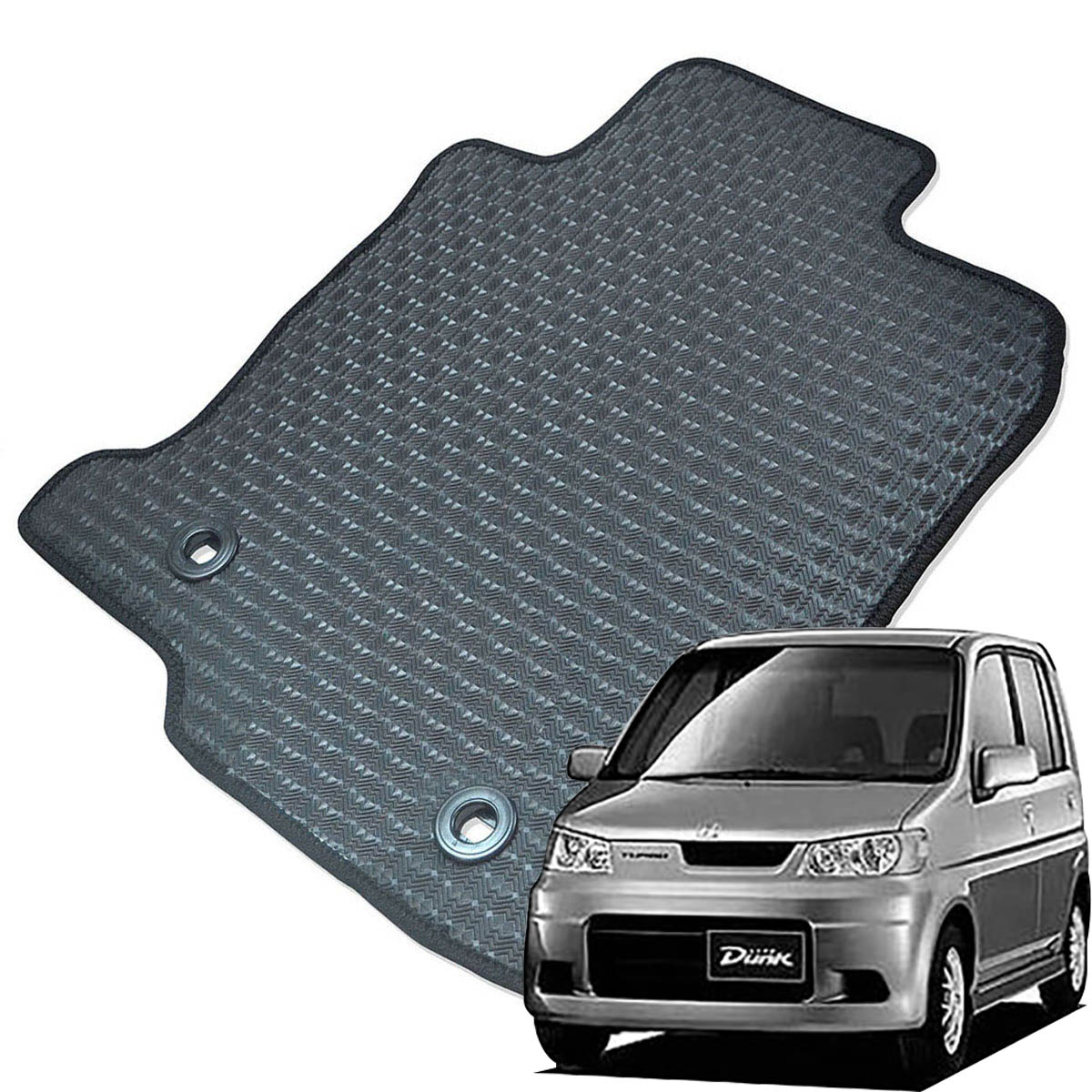 Kemmel ホンダ ライフダンク JB系 H12/12～H15/9 用ラバーマット [全席セット] [エッジカラー/ブラック] ゴムマット 防水タイプ 選べるエッジカラー14色 