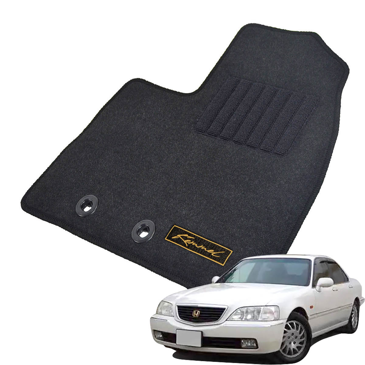 Kemmel ホンダ レジェンド H8/2～H16/10用 フロアマット [GX生地/ブラック] [全席セット] [刺繍ロゴ付] カーマット