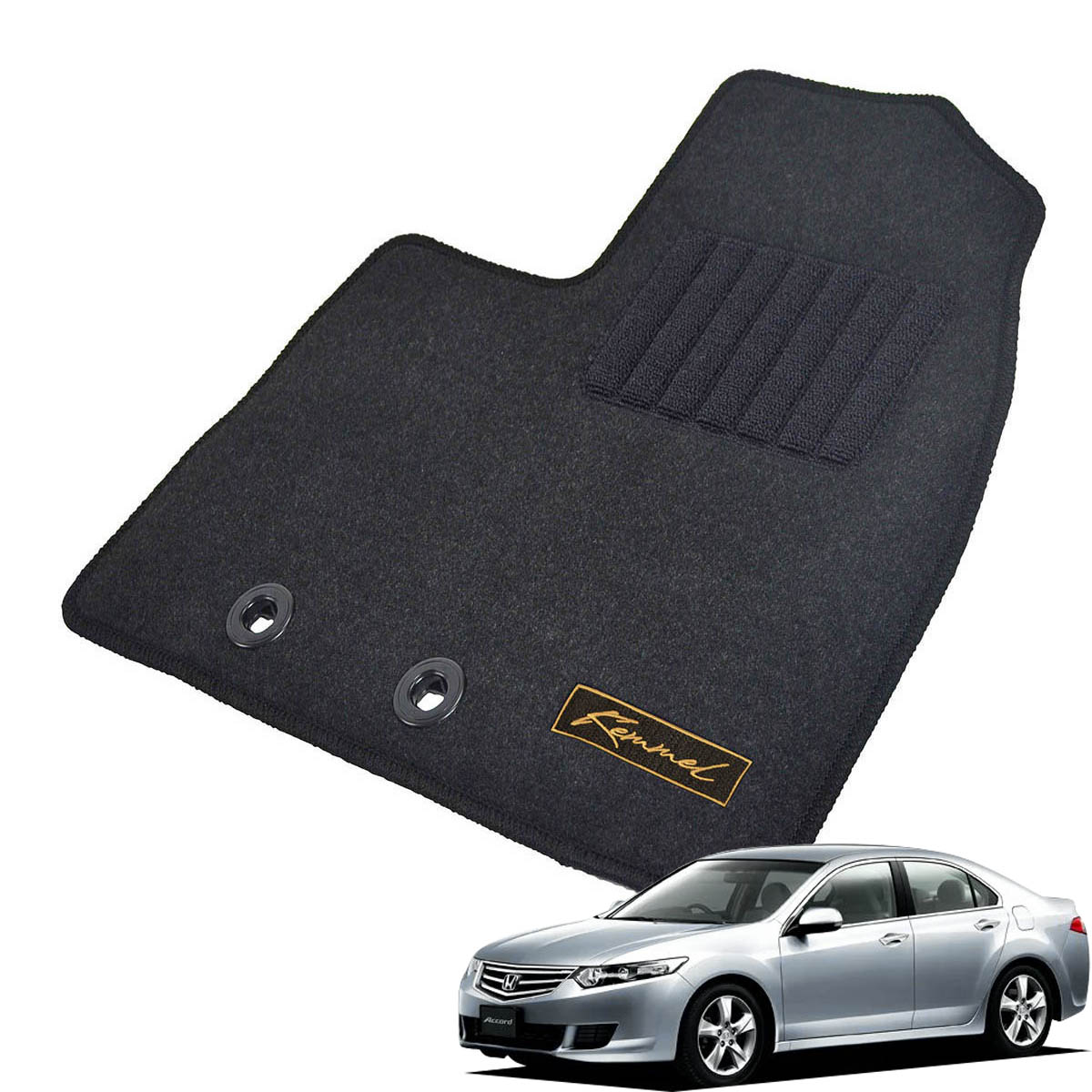Kemmel ホンダ アコード H20/12～H25/3用 フロアマット [GX生地/ブラック] [全席セット] [刺繍ロゴ付] カーマット