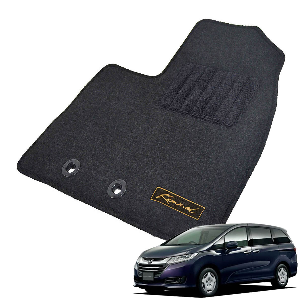 Kemmel ホンダ オデッセイ H25/11～H28/2用 フロアマット [GX生地/ブラック] [全席セット] [刺繍ロゴ付] カーマット