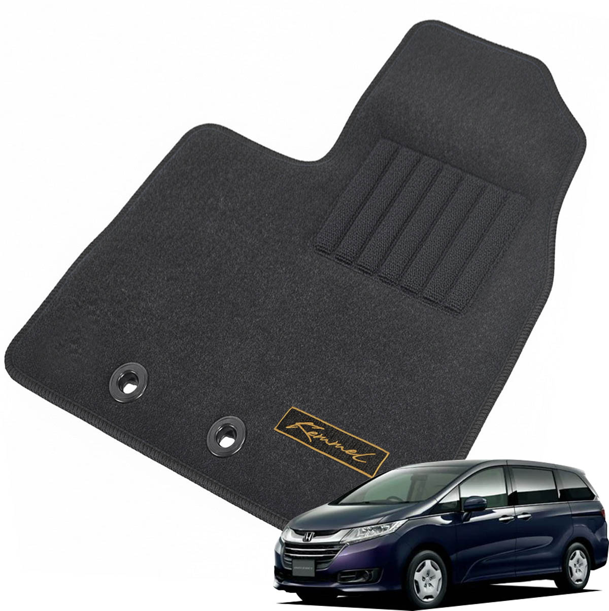 Kemmel ホンダ オデッセイ H25/11～H28/2用 フロアマット [エッジカラー/ブラック] [全席セット] [刺繍ロゴ付] カーマット