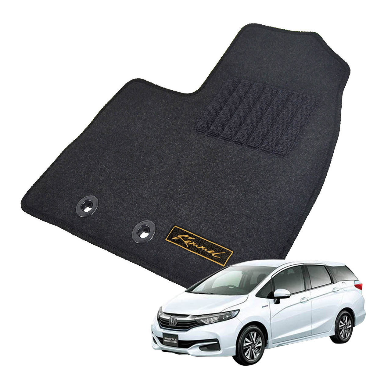 Kemmel ホンダ シャトル H27/5～R4/11用 フロアマット [GX生地/ブラック] [全席セット] [刺繍ロゴ付] カーマット