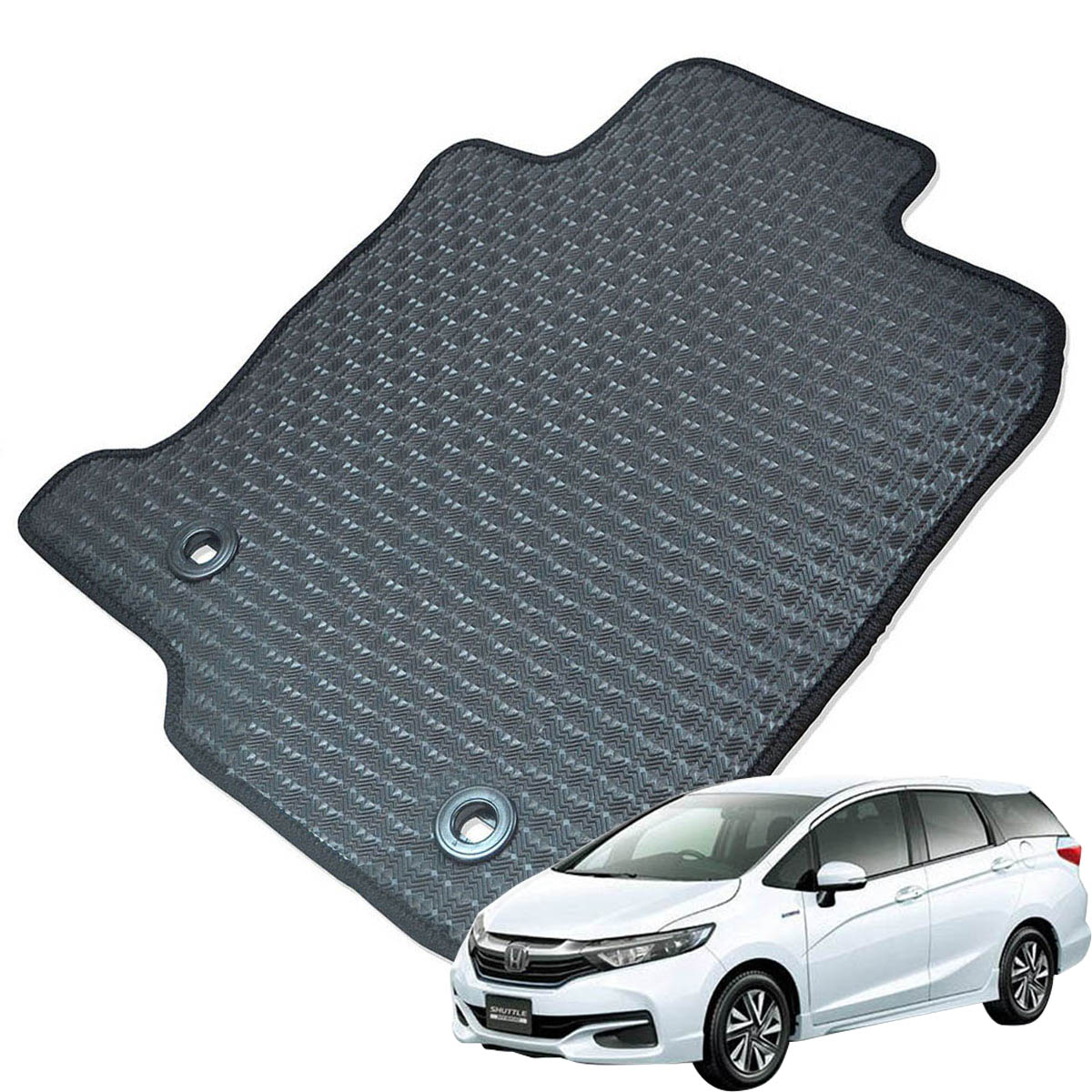 Kemmel ホンダ シャトル GK系 GP系 H27/5～R4/11 5人乗車 ハイブリッド共通 用ラバーマット [全席セット] [エッジカラー/ブラック] ゴムマット 防水タイプ 選べるエッジカラー14色 