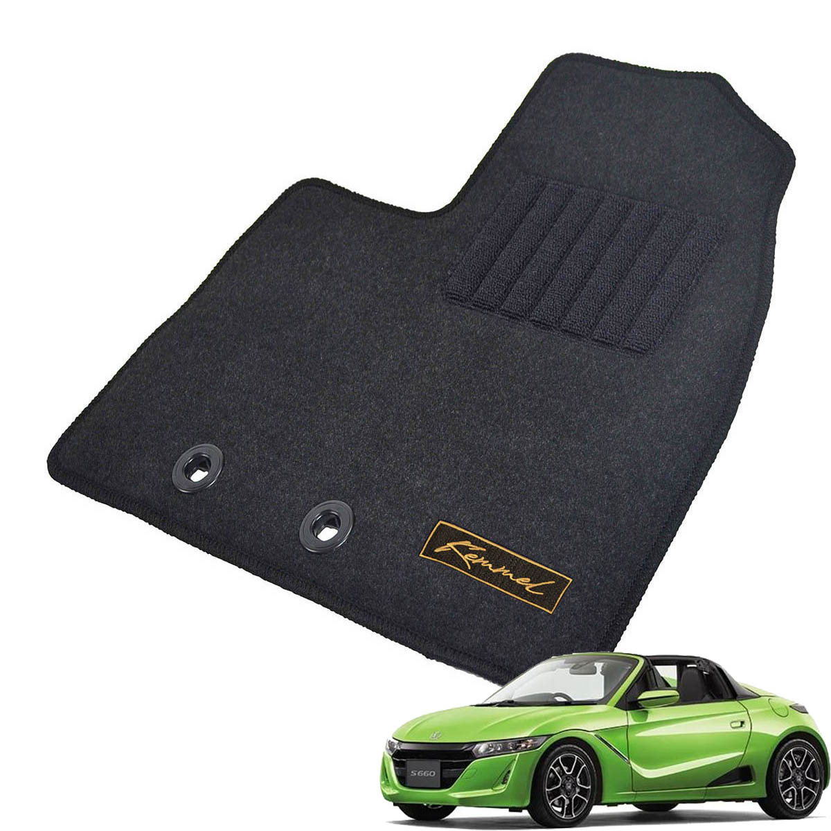 Kemmel ホンダ S660 H27/4～R3/12用 フロアマット [GX生地/ブラック] [全席セット] [刺繍ロゴ付] カーマット
