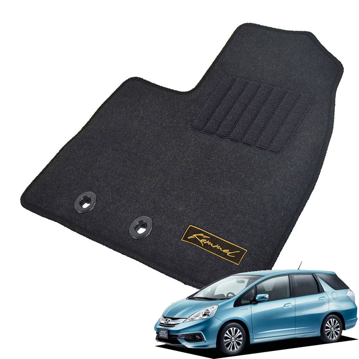 Kemmel ホンダ フィットシャトルハイブリッド H23/6～H27/3用 フロアマット [GX生地/ブラック] [全席セット] [刺繍ロゴ付] カーマット