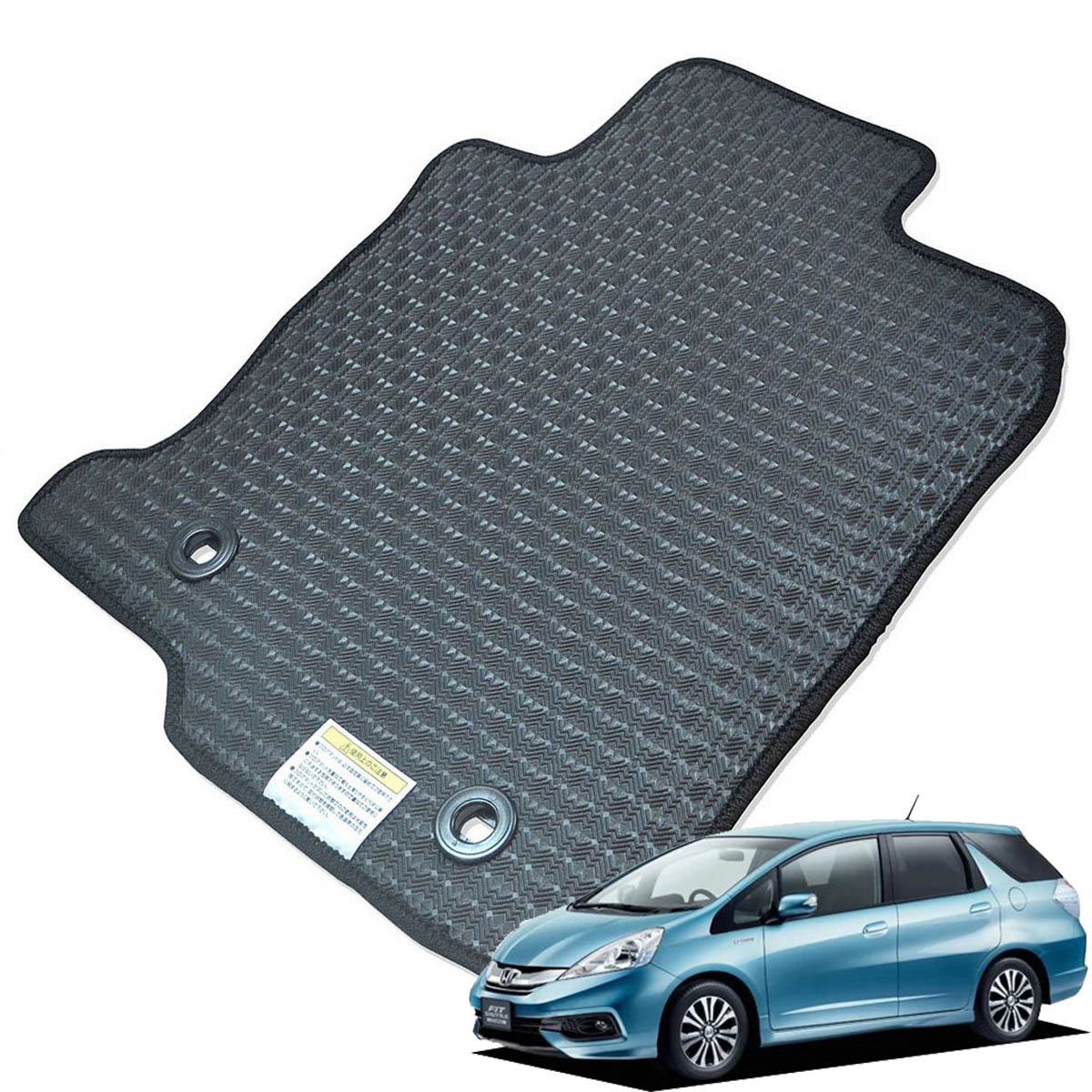 Kemmel ホンダ フィットシャトルハイブリッド GP系 H23/6～H27/3 用ラバーマット [全席セット] [エッジカラー/ブラック] ゴムマット 防水タイプ 選べるエッジカラー14色 