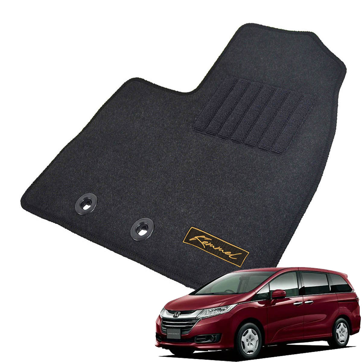 Kemmel ホンダ オデッセイ H28/2～R4/9用 フロアマット [GX生地/ブラック] [全席セット] [刺繍ロゴ付] カーマット