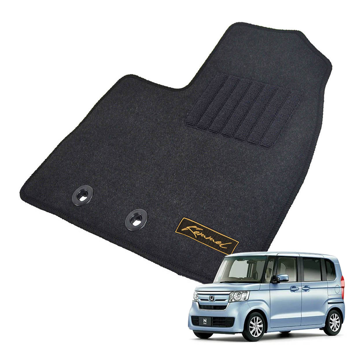Kemmel ホンダ N-BOX H29/9～R5/10用 フロアマット [GX生地/ブラック] [全席セット] [刺繍ロゴ付] カーマット