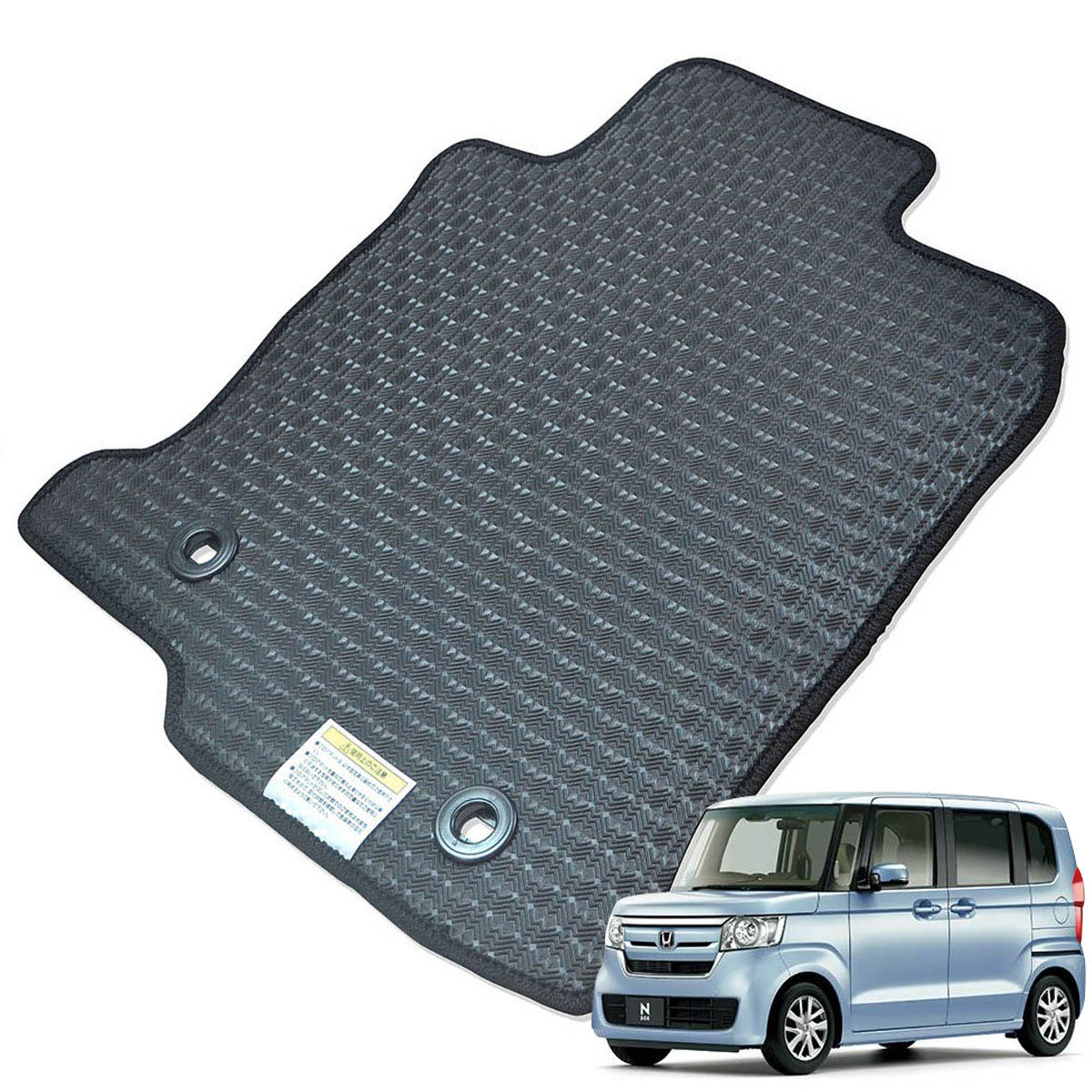 Kemmel ホンダ N BOX H29/9～R5/10用 フロアマット [エッジカラー/ブラック] [全席セット] [刺繍ロゴ付] カーマット