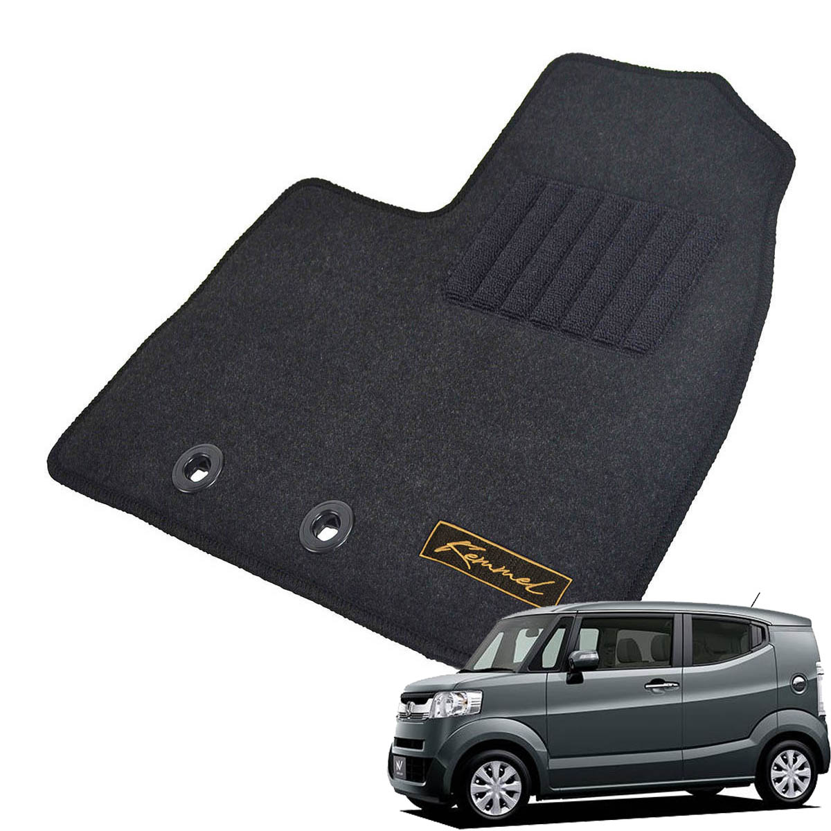 Kemmel ホンダ N-BOXスラッシュ JF1 JF2 H26/12～R2/2 サウンドマッピングシステム付車 用フロアマット [全席セット/ロゴ付] [GX/ブラック]