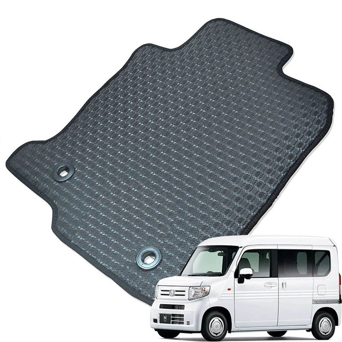 Kemmel ホンダ N VAN H30/7～用 フロアマット [エッジカラー/ブラック] [全席セット] [刺繍ロゴ付] カーマット